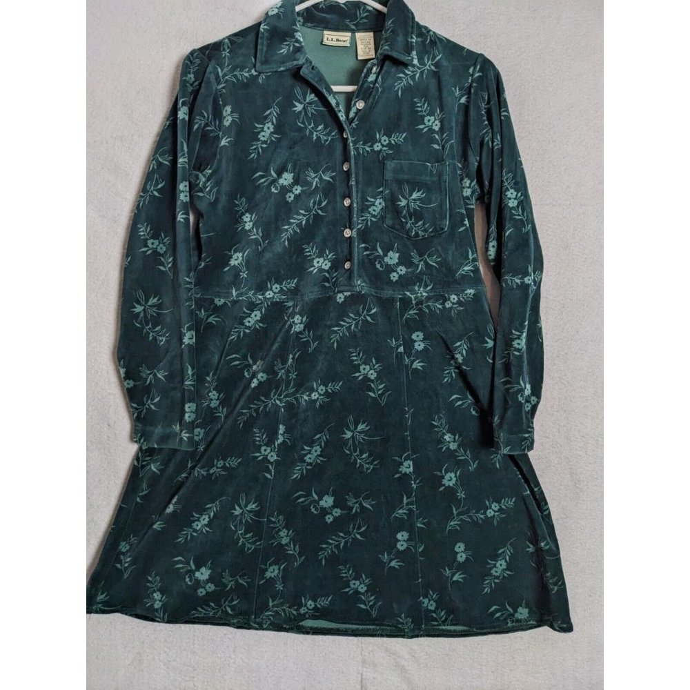 LL Bean Womens Dress Reg Size 6 Cotton Blend Green